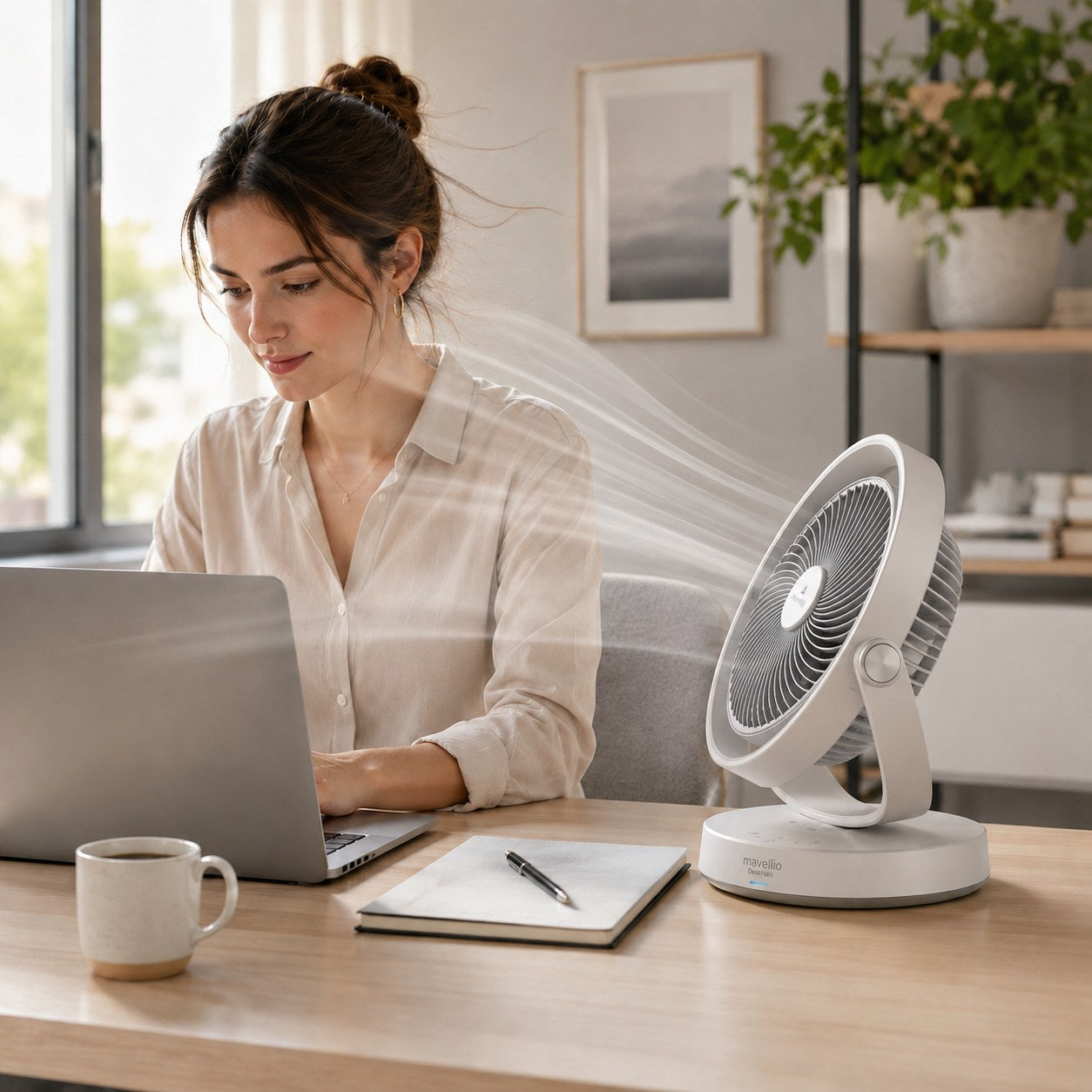 mavelilo® desk fan on a home office desk